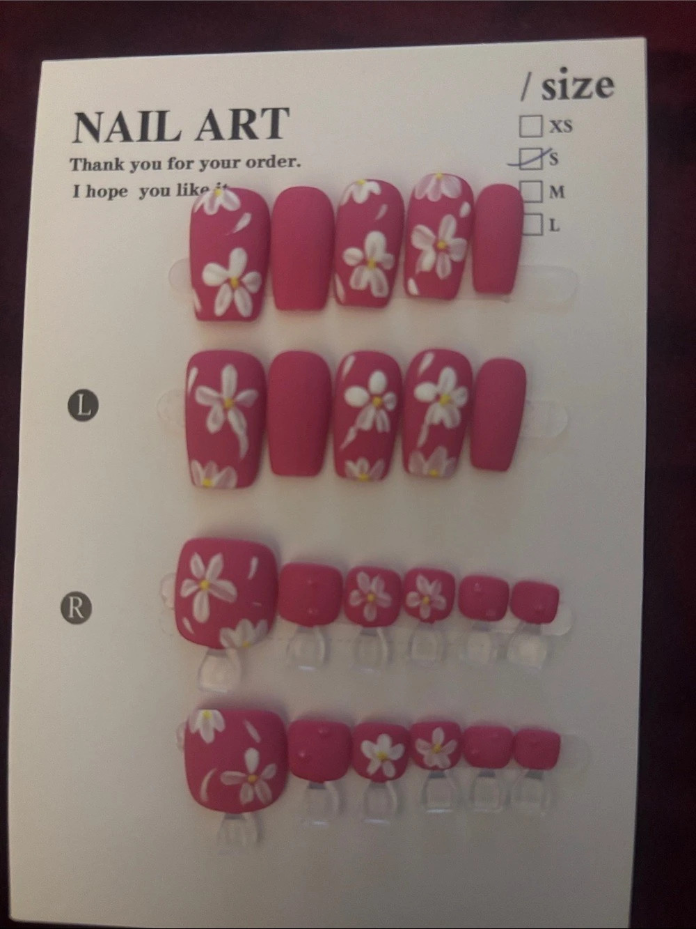 Pink Floral Press-On Nails Size Small NWT
